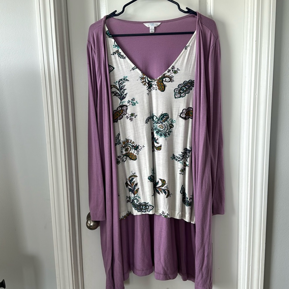 Time and Tru Blouse with Attached Cardigan (L)